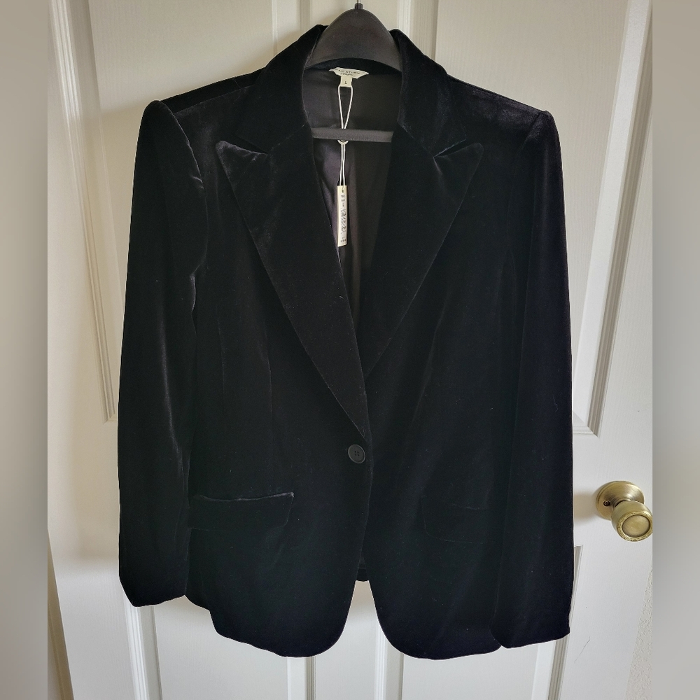 Max Studio Black Velvet Women's Suit Jacket Large